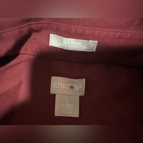Chico's Maroon Red No Iron Stretch Button-Down Shirt - Picture 8 of 15
